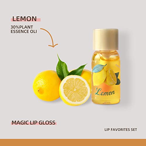 Conjunto de óleo labial de gengibre de menta de limão natural, 3 PCs Alteração do brilho labial, hidratar hidratar o mini iláximo de cuidados com os lábios