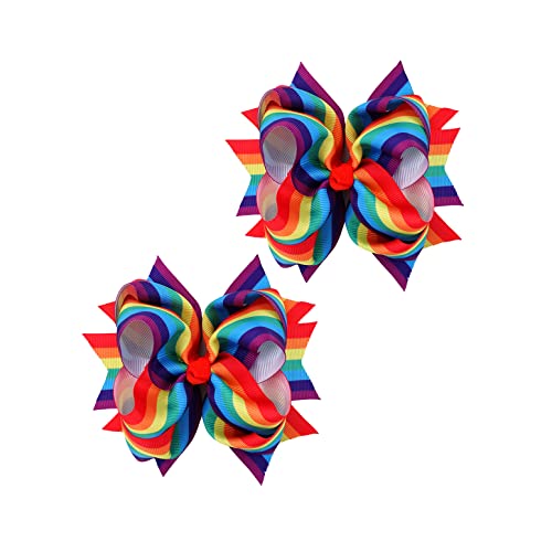 Justmydress arco -íris Curto com fitas de clipe Grosgrain Cabelo para meninas jb35, tamanho único