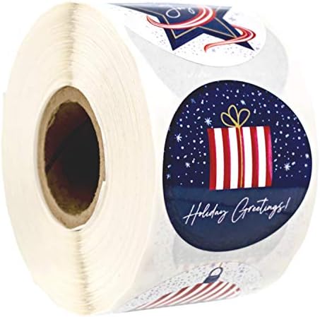 Atestamento patriótico dos EUA e 6 adesivos de Natal americanos alternados / 500 orgulhosos de ser um rótulo americano