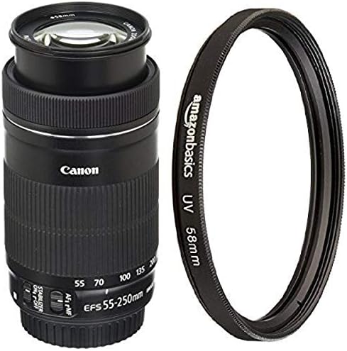 Canon EF-S 55-250mm F4-5.6 é lente STM com filtro de proteção UV-58 mm