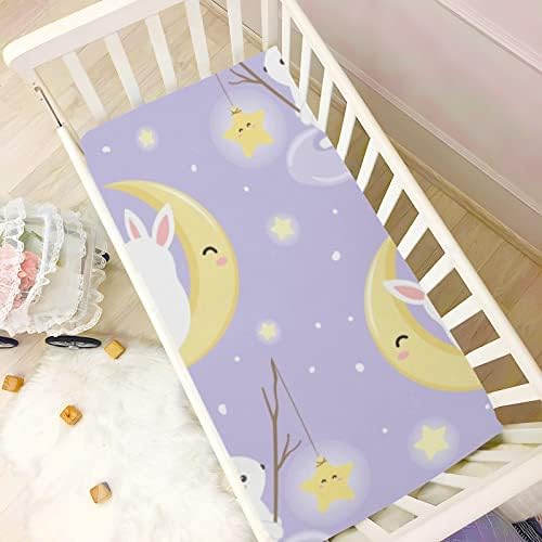 FOLHOS DE CRIB STARS DE LONA DE RABBIT para meninos Meninas Pacote n Folha de mini lençóis de berço respirável e respirável 39 x 27