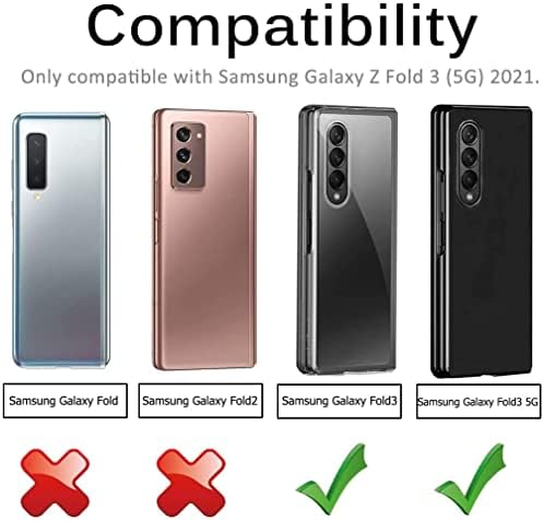 Miimall Compatível para Samsung dobra 3 estojo com suporte de caneta na borda, caça de caneta esbelta Kickstand 360 ° Casos de pára -choques de proteção total para Samsung Galaxy Z Fold 3