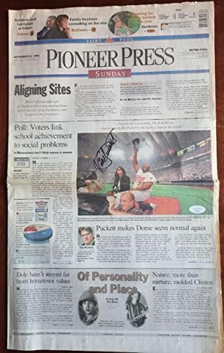 Kirby Puckett JSA CoA assinou 1996 Pioneer Press Newspaper Autograph