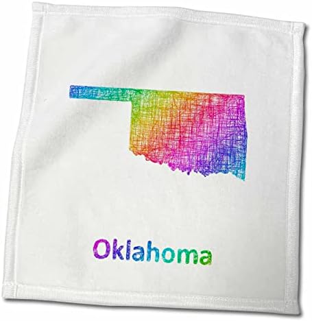 3drose David Zydd - Designs de mapa - Mapa do Estado de Oklahoma - Design de Esboço do Arco -Íris - Toalhas