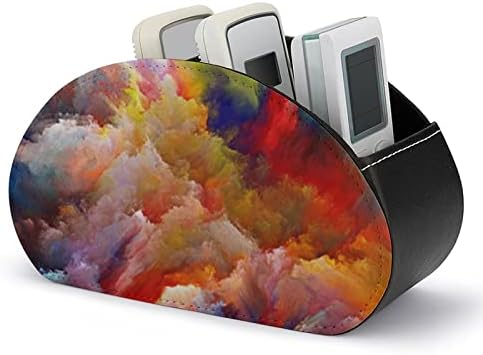 Suporte de controle remoto de couro de nuvens coloridas com 5 compartimentos bandeja de mesa de armazenamento de