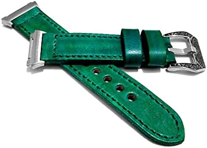 Nickston Green escovado cinta de couro genuíno compatível com Fitbit Ionic Smartwatch Luxury Band Bracelet
