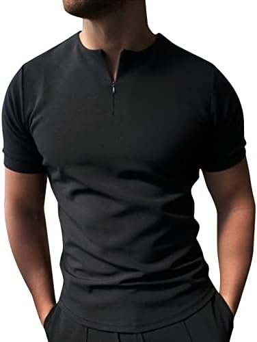 Camisa de vestido para homens polos casual zíper sólido turnwll bouse masculina colarinho de camisa masculina