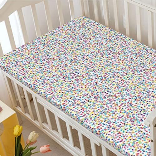 Estrelas com temas ajustados lençóis mini berços, lençóis de berço portáteis de lençóis de colchão para meninas para menino ou menino, 24 x38, multicolor