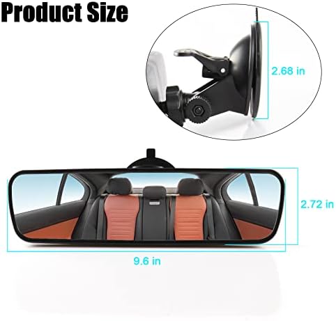 Livtee Anti Glare Car espelho retrovisor com copo de sucção ajustável, espelho de vista traseira interior do carro