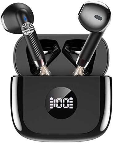 Earbud sem fio, Bluetooth 5.3 fones de ouvido Bluetooth de Bluetooth com microfone HD, fones de ouvido sem fio na tela LED dupla de