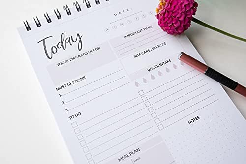 Planejador diário sem data- Notebook da lista de tarefas- 7x10 Com 100 lençóis rasgos e encadernação em espiral- tarefas diárias