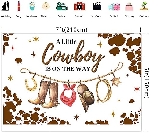 Ticuenicoa 7 × 5ft Cowboy Cowboy Baby Shower Backdrop para menino Bornowboy Western Cowboy Recém