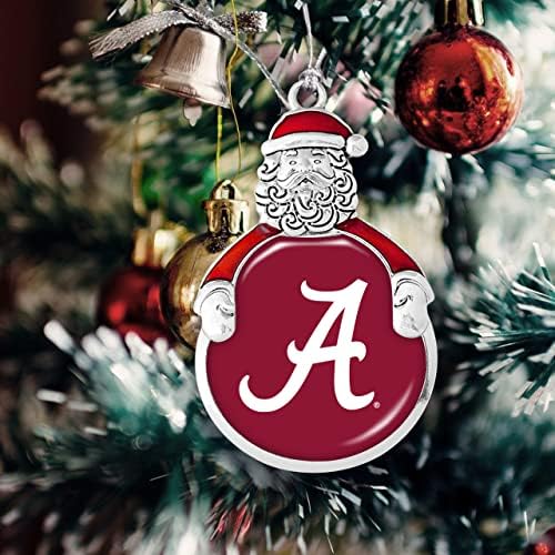 Alabama Crimson Tide Santa com o logotipo da equipe Silver Metal Christmas Ornament Gift Tree Decoration UA