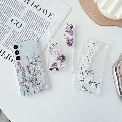 Defbsc Soft Case Compatível com o Samsung Galaxy S23, Projeto de impressão de padrão floral de floral transparente TPU TPU