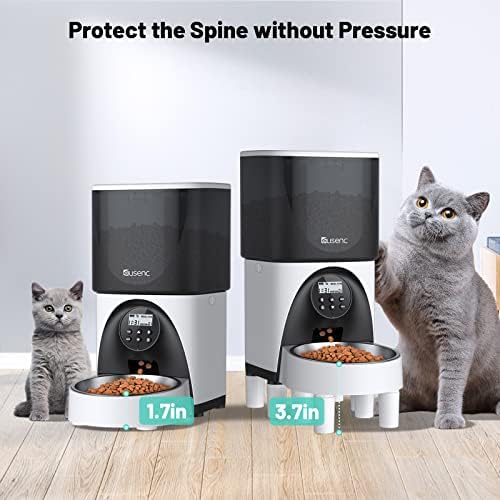 Alimentadores de gatos automáticos, 4,5l /19 xícara de dispensador de alimentos de gato elevado com tigela de aço inoxidável,