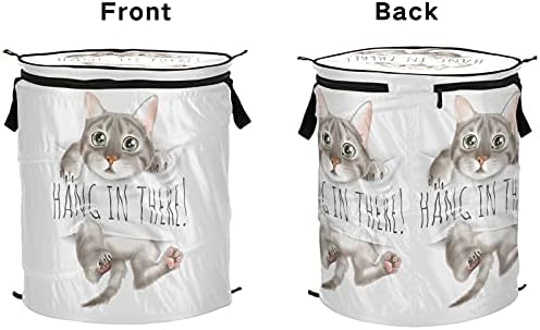 Engraçado Cat Cão Pop -Up Lavanderia Torneira com tampa de cesta de armazenamento dobrável Bolsa de roupa dobrável para camping piqueniques banheiro
