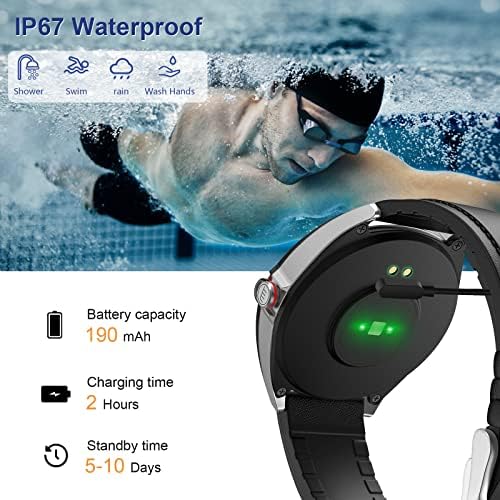 Maxtop Smart Watch for Men, Smart Watch Compatible com iPhone Android, relógio de fitness de smartwatch à prova d'água com monitor de pressão arterial da freqüência cardíaca, rastreador de fitness para homens