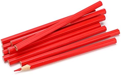 Fafeicy 10pcs Lápis de carpinteiro vermelho, lápis de pinheiro de madeira vermelho de 170 mm, para marcar e desenhar linhas em tábuas