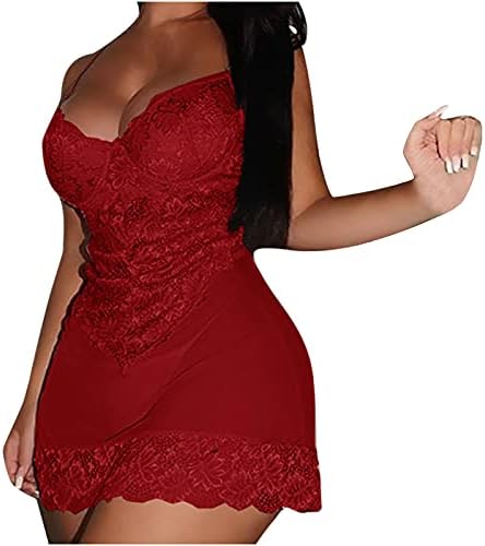 Hcjkdu feminino renda floral química sheer malha lingerie camisola de pijamas de pijamas de pm pijamas com roupas de dormir de baixo