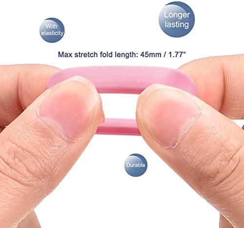 Meccanixity Bandos de borracha de silicone anéis não deslizamento 1 rosa para papel de embrulho, envoltórios de cordão, pacote 5pcs
