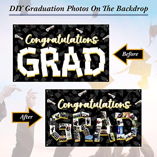Banner de fotos de graduação de Newwiee 73 x 44 polegadas Banner personalizado Parabéns a turma de decoração de graduação