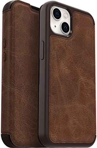 OtterBox iPhone 13 Strada Series Case - Espresso, porta -cartas, couro genuíno, amigável para o bolso, estojo de fólio