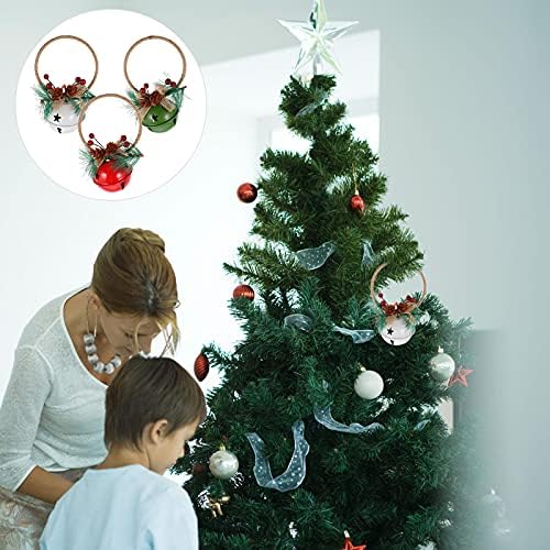 3pcs de natal pendurar decoração de sino de natal árvore de pingentes decorativos do suporte de festa