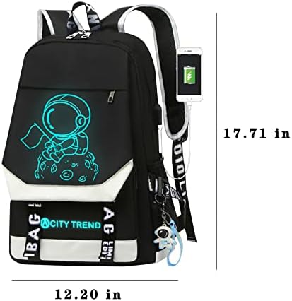 Mochila de astronauta luminosa de anime BKFDFVB com porto de carregamento USB Sacos de laptop ao ar livre por mais