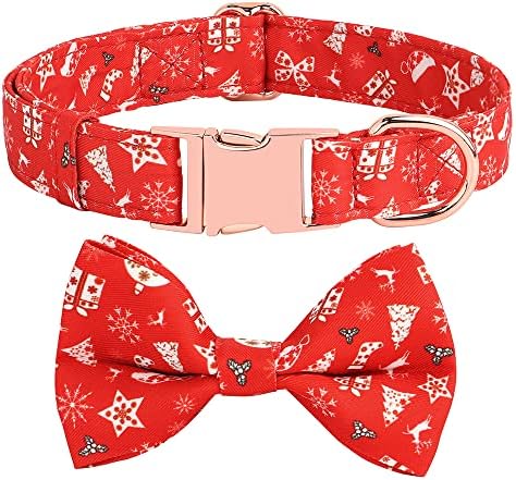 Festivo de gravata borboleta festiva colarinho de cachorro gravata borboleta colar de cão de natal com tirha arco removível Material macio de algodão