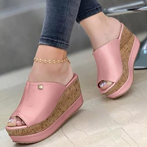 Sandálias Sapatos de senhoras Moda sólida plataforma de verão colorida sandálias de cunha sapatos de coco romano sandálias