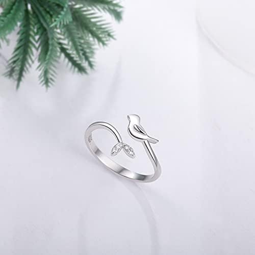 YLT 925 Sterling Silver Peace Dove Animal Jewelry Ring CZ