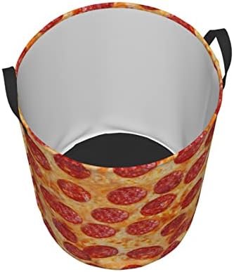 3D Pizza Pepperoni Lavanderia grande cestas, cestas de roupas altas dobráveis, bolsa de lavar para o banheiro, quartos