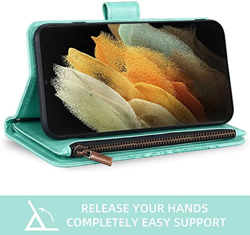 ASUWISH Compatível com a caixa da carteira Samsung Galaxy S21 Ultra Glaxay S21ultra 5G e da tela de vidro temperado protetor de