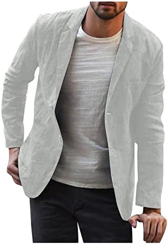 Jaquetas para homens masculino fato de linho de linho bolso de bolso sólido de manga comprida jaqueta de roupas fora