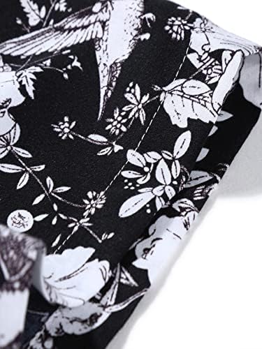 Nibhz roupas de duas peças para homens camisa de impressão floral aleatória e shorts de detalhes sem tee
