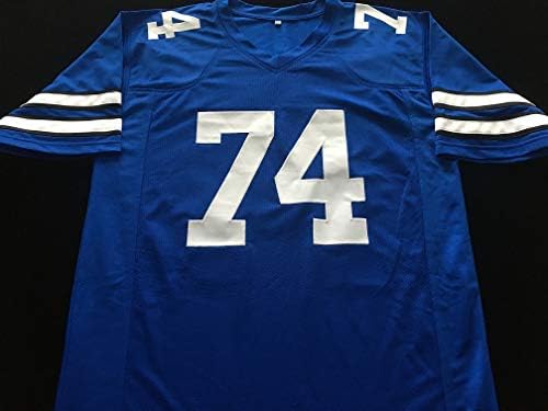 Bob Lilly assinou a camisa de futebol azul autografada com JSA Coa - Dallas Cowboys Ótimo - tamanho xl