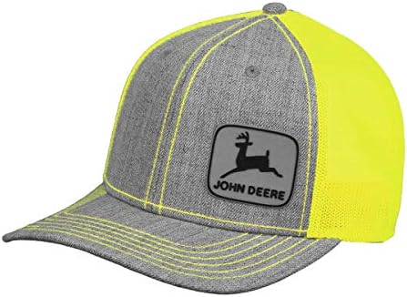 John Deere masculino Hather Grey Twill & Mesh Back Hat, Rubber Patch