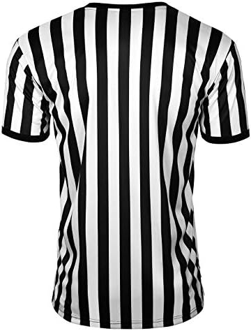 Fitst4 Men's Black & White Stripe, camisa de árbitro e árbitro de futebol profissional Jersey