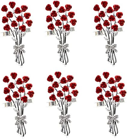 Dhdm 6pcs Rosa Rosa Ringos de Bosques de Flores de Flores de Flores de Flores de Flor Pérola Para Jantar Casamentos