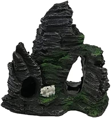 Zhuhw Aquarium Resin Rockery Mountain View Rock Cave Stone Tree Tank Ornamento Decoração Acessórios para aquários