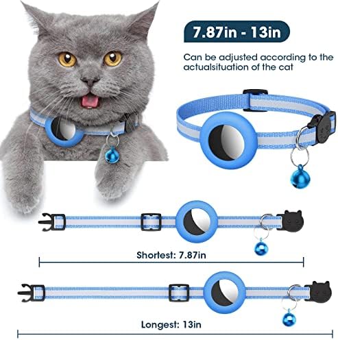Airtag Cat Collar, Collar Cat Reffortive Airtag, com concha de suporte à prova d'água de Bell and Silicone, compatível com