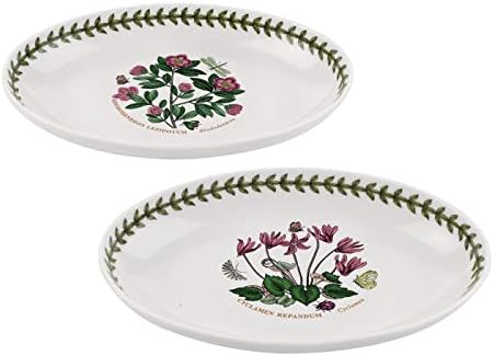 Portmeiron Botânica Jardim Oval Pratos Oval | Plates de porção oval de 8,5 polegadas | Conjunto de 2 pratos com motivos florais