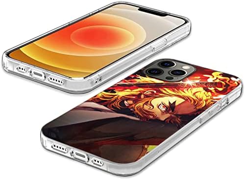 Anime Demon Corp Fire Kyojuro Caixa de telefone compatível com iPhone 12/12 Pro Slayer Rengoku Breath TPU Soft Silicone