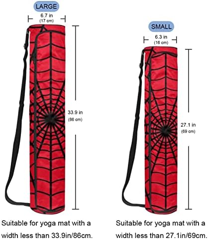 Red Black Spider Web Yoga Mat Bags Full-Zip Yoga Carry Bag for Mulher Men, Exercício portador de tapete de ioga com cinta ajustável