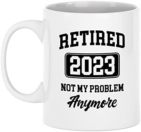Exxtra Gifts aposentado 2023 Não é mais meu problema Copo de aposentadoria engraçado para homens colegas de trabalho Mulheres 11 onças brancas