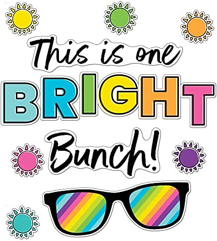 Carson Dellosa Kind Vibes Bulletin Board Set - este é um cabeçalho motivacional de bright bright com óculos de sol