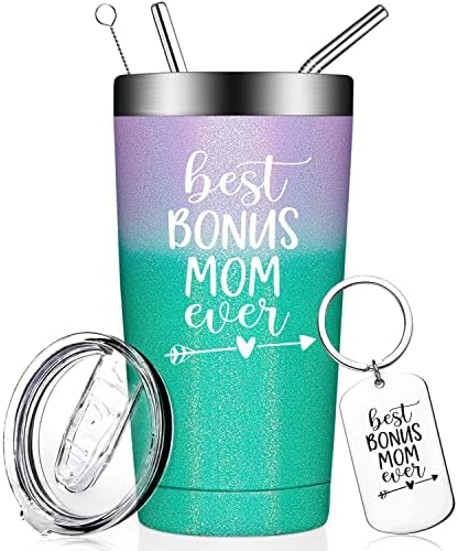 Fufandi Melhor Mãe Bônus Ever Tumbler - Bonus Mom Gifts - Aniversário engraçado Dia das mães Presentes de Natal para Mamãe Bônus,