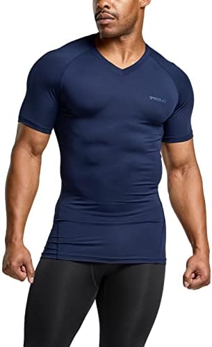 TSLA Men's Tactical Cool Dry Manga curta camisa de compressão, camisa de treino atlético, camisetas de camada de base
