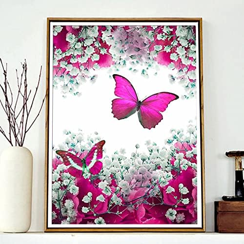 ZGMAXCL Diamond Pintura Diy Para adultos e crianças Drill completo redondo borboletas e flores Stromestone Grande sala