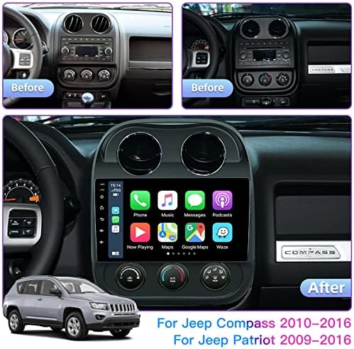 Rádio estéreo de carro de 10,1 polegadas Fortdows para Jeep Patriot Compass 2010- com o Android Android sem fio, 2Gram 32Grom Android 11 Player Radio com Bluetooth, WiFi, SWC, GPS, câmera de backup